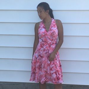 Geometric Pink Flower WHBM Dress